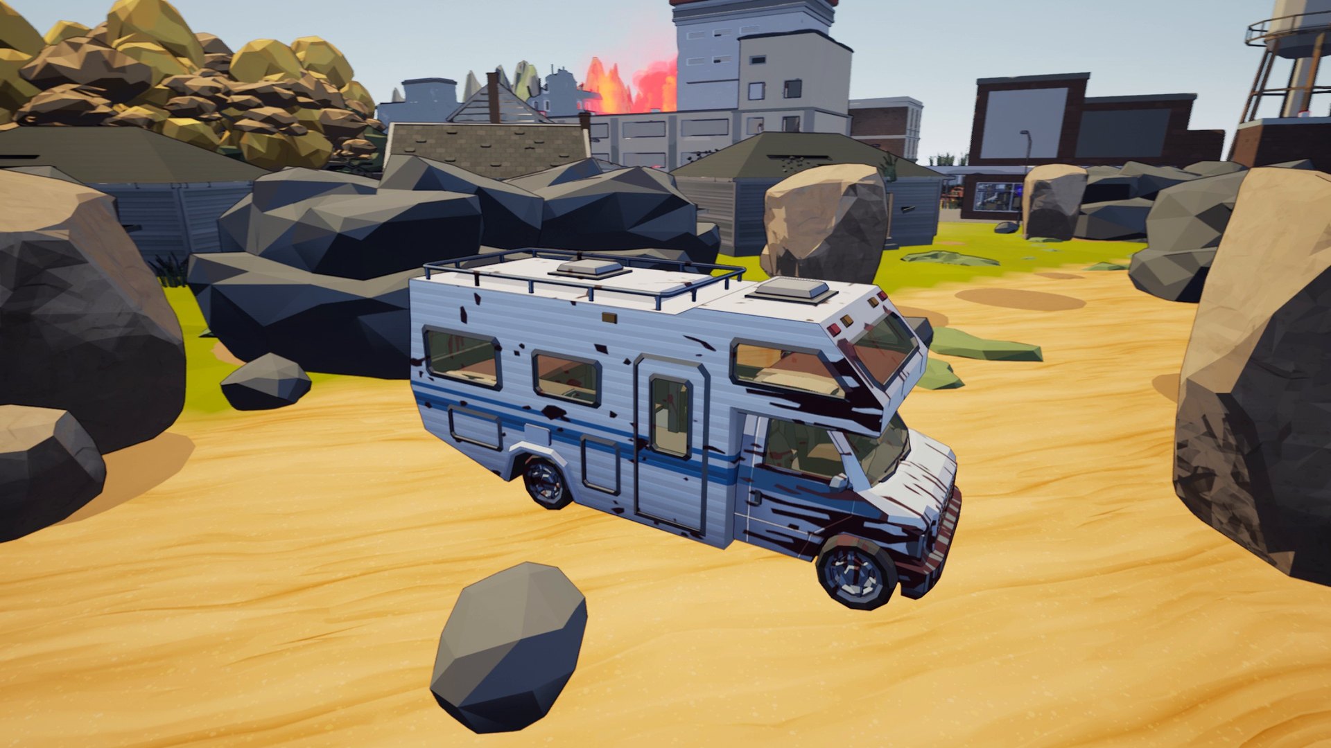 A camper van at full speed