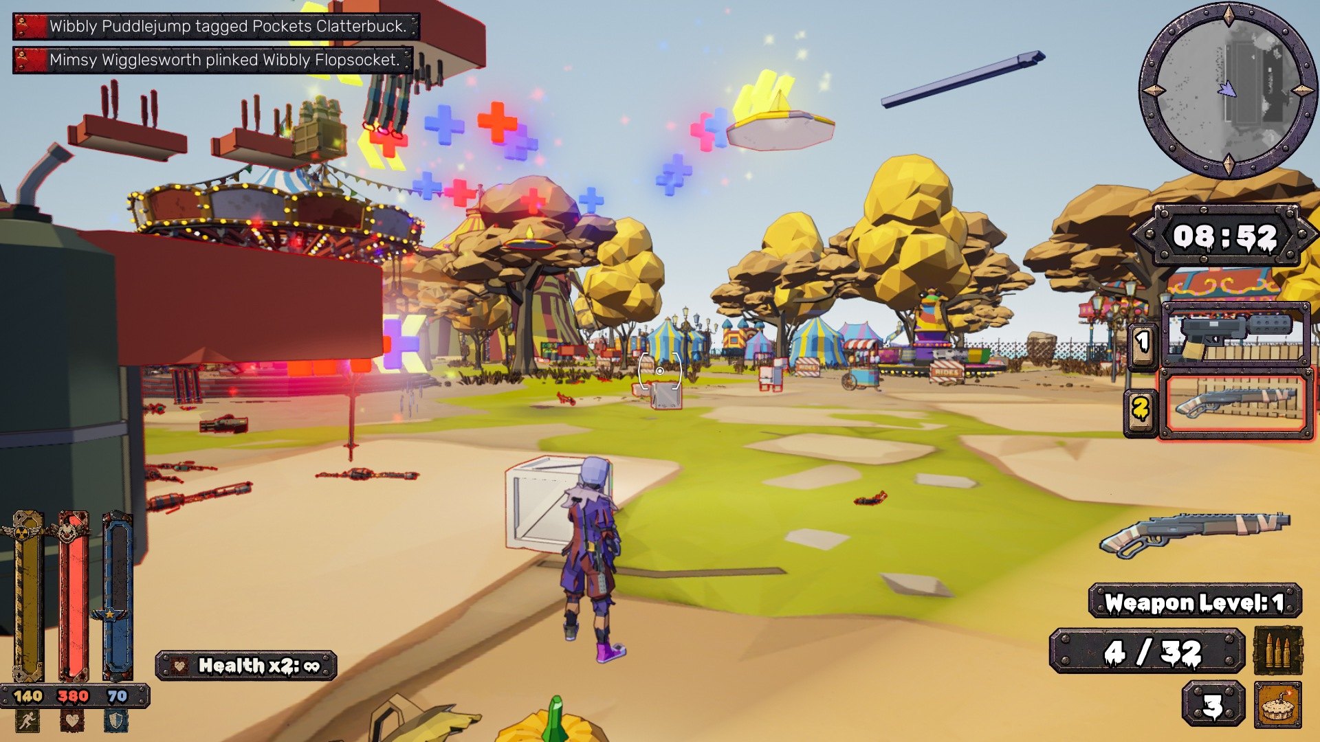 In the game: Carnival with the full HUD